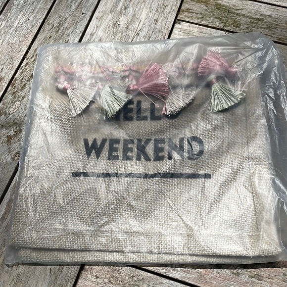Hello Weekend Tassel Canvas Mini Tote Bag - Picture 9 of 12